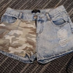 Camo jean shorts